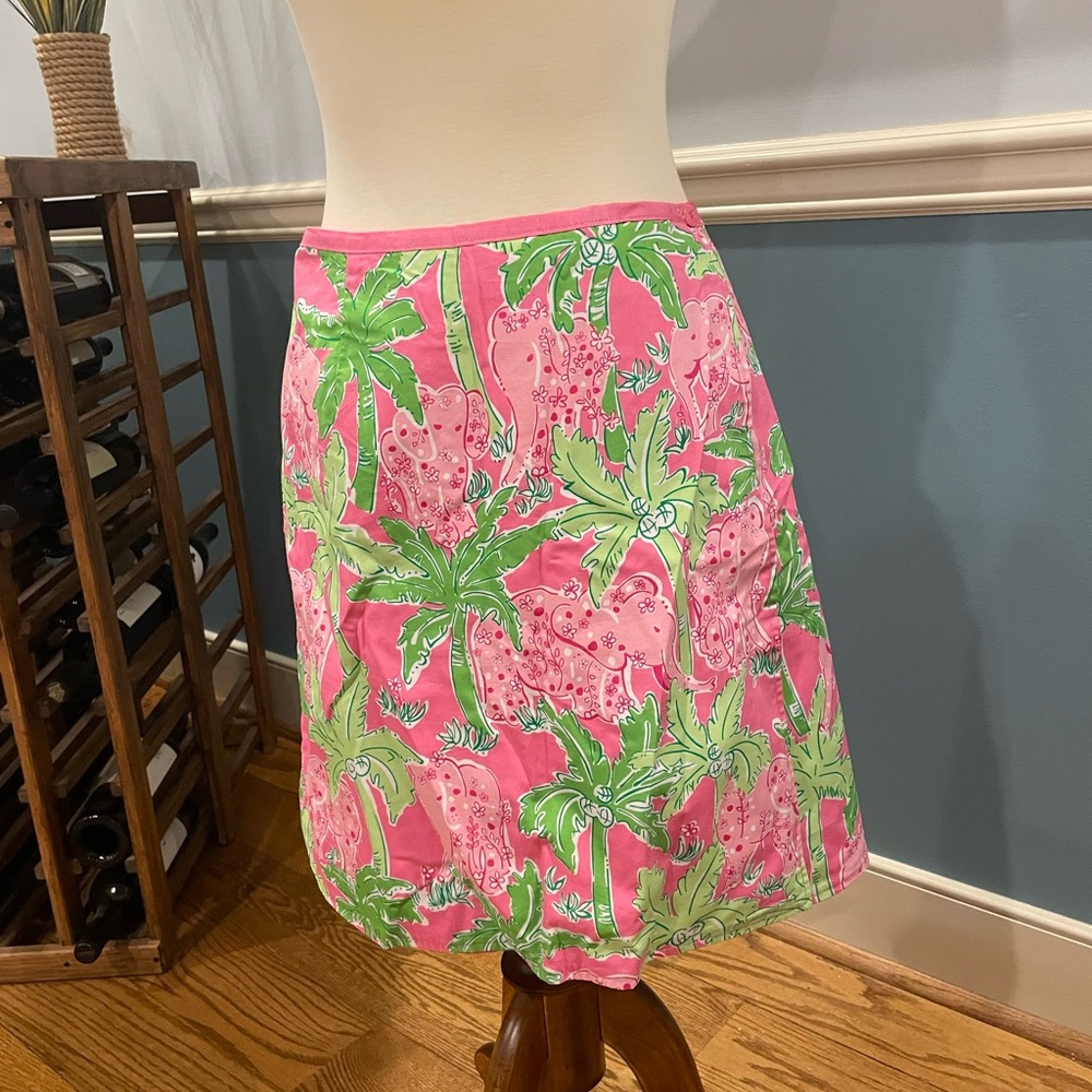 Lilly Pulitzer Pink Swirl Print A-Line Wrap Skirt reversible!